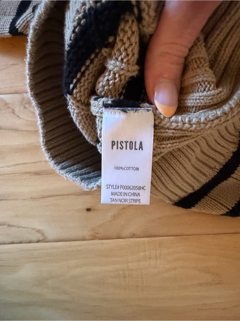 Pistola tan and Black Striped V-Neck Collared Sweater- excellent used condition - Picture 7 of 7